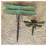 Pair of Metal  Indoor / Outdoor Dragonfly Decorative Wall Hangings