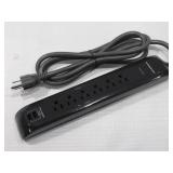 Monster 6 Outlet Heavy Duty Power Strip and Tower Surge Protector Black 6ft
