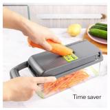 Dartwood All-In-One Vegetable Chopper - Kitchen Meal Prep Container - For Vegetable Chopping, Slicing, and Dicing (Transparent)