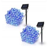 Dartwood Solar String Lights - Outdoor Decorative Solar Fairy Lights for Your House, Yard, or Garden (2 Pack, Blue)