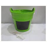 INFINITY JY17114-G CHALKBOARD BUCKET PLANTER, CERAMIC, GREEN, 8.27" X 7.68"