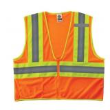 NEW GloWear 8229Z Two-Tone Hi-Vis Safety Vest - Type R, Class 2, Zipper, Economy - ORANGE L/XL