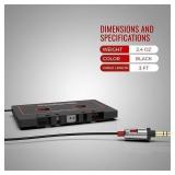 Monster Aux Cord Cassette Adapter 800 - iCarPlay for Car Tape Deck, Auxiliary To Dashboard, MP3 Player, iPod and iPhone - 3 ft Black Cable