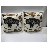 NEW Pair of Yellowstone Silk Touch Pillow With Sherpa Back, 22" x 22" - Cattle Hide