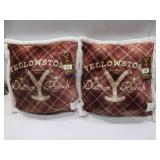 NEW Pair of Yellowstone Silk Touch Pillow With Sherpa Back, 22" x 22" - Dutton Tartan