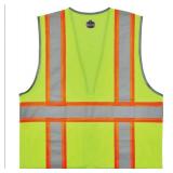 NEW GloWear 8246Z Two-Tone Mesh Hi-Vis Safety Vest - Type R, Class 2, Zipper, Reflective Binding - LIME - L/XL