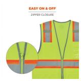 NEW GloWear 8246Z Two-Tone Mesh Hi-Vis Safety Vest - Type R, Class 2, Zipper, Reflective Binding - LIME - L/XL