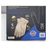 NEW Plainsman Premium Cowhide 100% Leather Gloves Fleece Lined Insulated M, 2 Pack