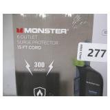 Monster 15ft Black Power Strip and Tower Surge Protector, Heavy Duty Protection, 300 Joule Rating and 6 120V-Outlets