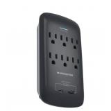 Monster 6-Outlet Wall Tap Surge Protector 1 USB-C 1 USB-A - Black