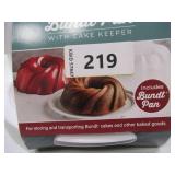 NEW Nordic Ware 2-Piece Formed Bundt Pan And Bundt Keeper - Red Swirl