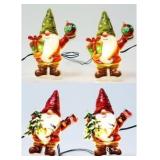 NEW 2 Pack of Celebrations LED 18 Indoor Warm White Gnome Lights - Green and Red