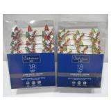 NEW 2 Pack of Celebrations LED 18 Indoor Warm White Gnome Lights - Green and Red