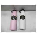NEW ZULU 26 oz. Stainless Insulated Water Bottle, 2 Pack ( Pink/White )