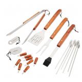 NEW Cuisinart 20-Piece Wooden Handle Grill Set