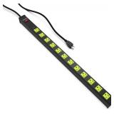 Monster Workshop Heavy-Duty Garage Power Strip Surge Protector - Mountable Heavy-Duty Wide-Spaced 12 Grounded AC Outlets with 6 ft Plug Chord- 1800 Joules