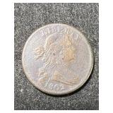1802 US FLOWING HAIR LARGE CENT XF40