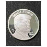 1 TROY OZ .999 FINE SILVER DONALD TRUMP ROUND