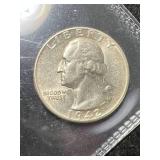 1942-D US WASHINGTON QUARTER AU58