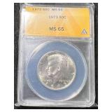 1973 US KENNEDY HALF DOLLAR ANACS MS65