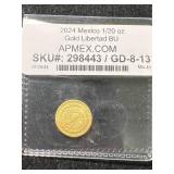 1/20TH TROY OZ .999 FINE GOLD 2024 MEXICO LIBERTAD BU