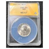 1965 US WASHINGTON QUARTER ANACS MS67