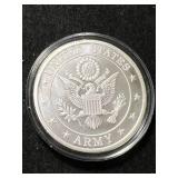 1 TROY OZ .999 FINE SILVER US ARMY ROUND IN AIRTITE
