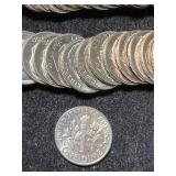 ROLL OF 50 US BU 1965 ROOSEVELT DIMES