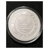 1 TROY OZ .999 FINE SILVER US NAVY ROUND IN AIRTITE