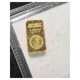 1 GRAM .999 FINE GOLD APMEX BAR