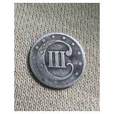 1853 US 3 CENT SILVER