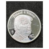 1 TROY OZ .999 FINE SILVER DONALD TRUMP ROUND