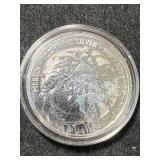 1 TROY OZ .999 FINE SILVER 2023 MERLIN ROUND IN AIRTITE