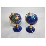 Pair of Small Decorative Desktop Globes with Gold Stands