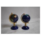 Pair of Small Decorative Desktop Globes with Gold Stands