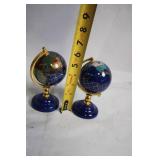 Pair of Small Decorative Desktop Globes with Gold Stands
