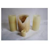 Set of 4 Assorted Wax Candles with Decorative Design
