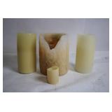 Set of 4 Assorted Wax Candles with Decorative Design