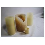 Set of 4 Assorted Wax Candles with Decorative Design