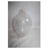 Elegant White Glass Vase with Bubble Design