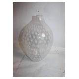 Elegant White Glass Vase with Bubble Design