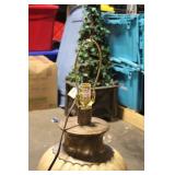 Pair of Vintage Ivory Ribbed Ceramic Table Lamps