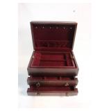 Antique Wooden Jewelry Box with Velvet Interior