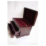 Antique Wooden Jewelry Box with Velvet Interior