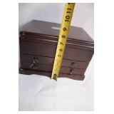 Antique Wooden Jewelry Box with Velvet Interior