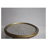 Vintage Gold and White Decorative Pedestal Display Stand