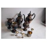Ornate Silver Plated Tea and Coffee Set with Goblets