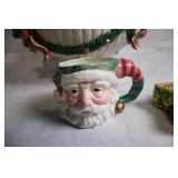 Set of Festive Ceramic Items with Large Bowl, Santa Mug, and Star Box
