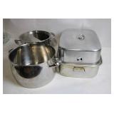 Set of Aluminum Cookware: Stock Pot and Roasting Pan