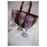 Assortment of Ceramic and Glass Collectibles with Basket